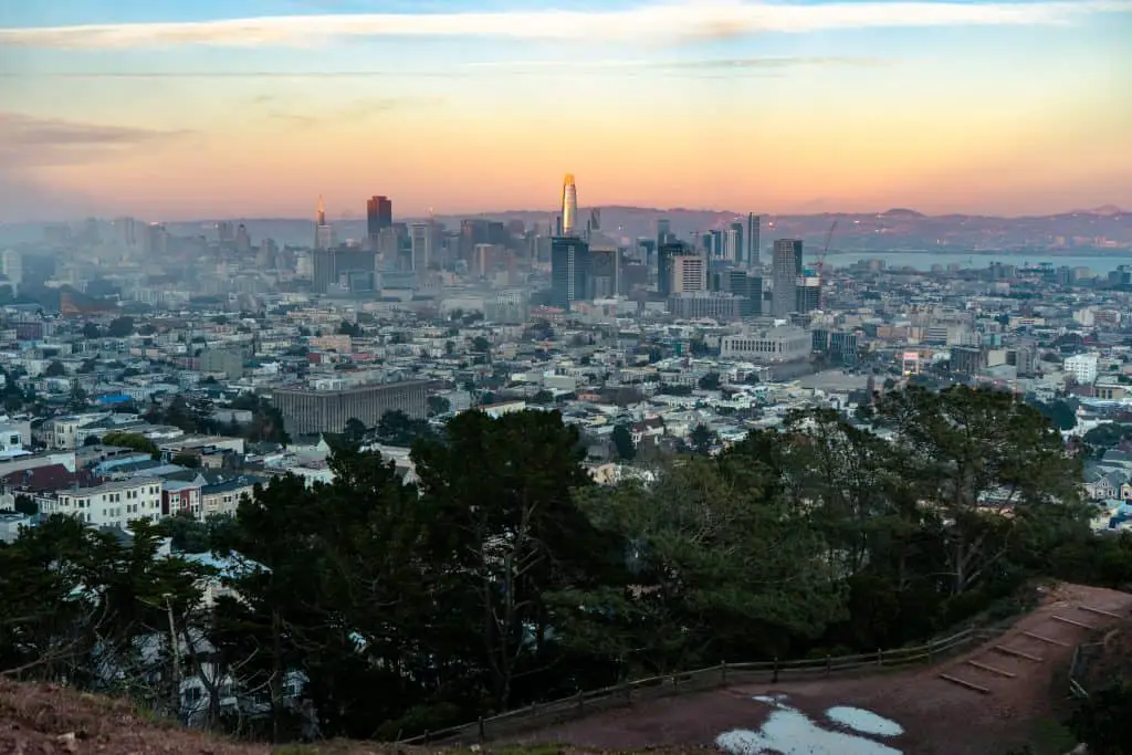 Sunset over San Francisco from Corona Heights Park