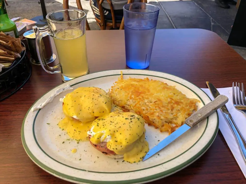 Eggs Benedict and a mimosa from Fred's Place in Sausalito