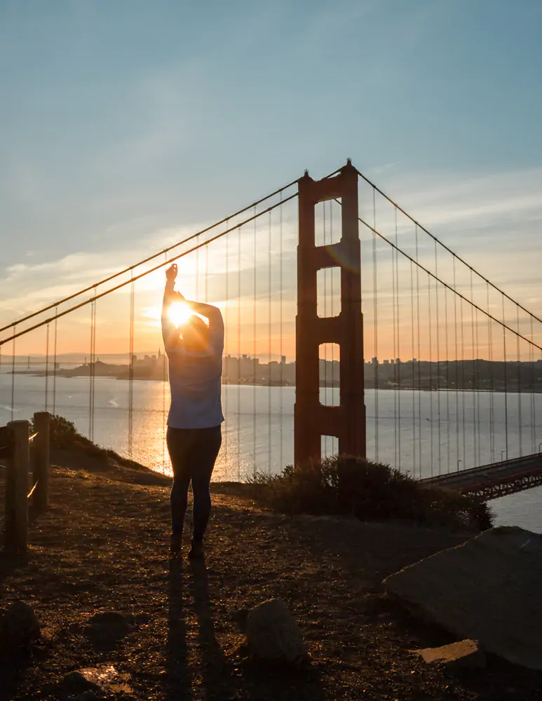 Sunrise at Battery Spencer with view of the Golden Gate Bridge, San Francisco
