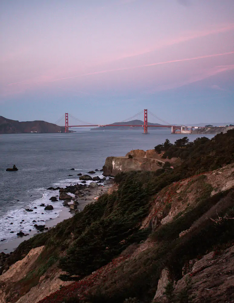 Photo of the Golden Gate Bridge as seen from Lands End Trail in San Francisco, CA