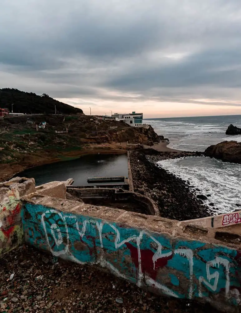 Sutro Baths at sunset in San Francisco, CA.