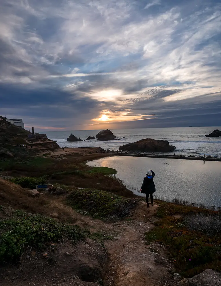 Sutro Baths at sunset in San Francisco, CA.