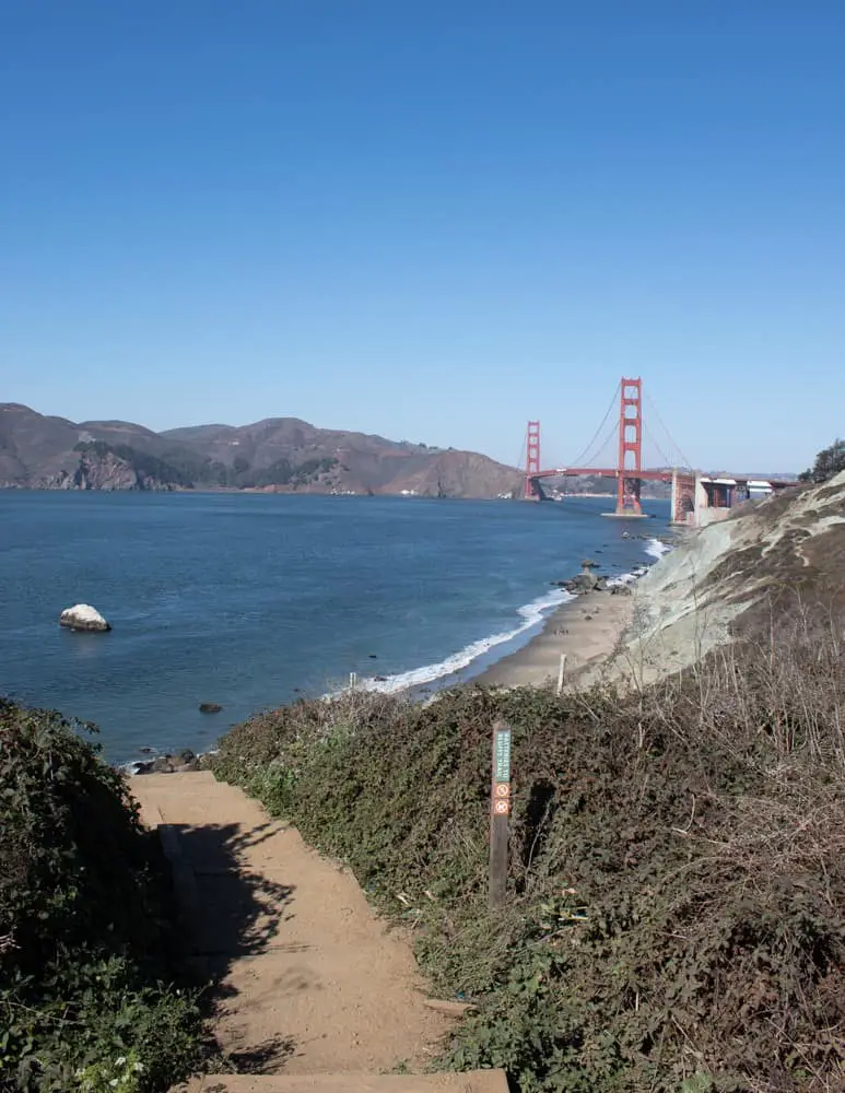 View above Marshall's Beach in San Francisco, CA