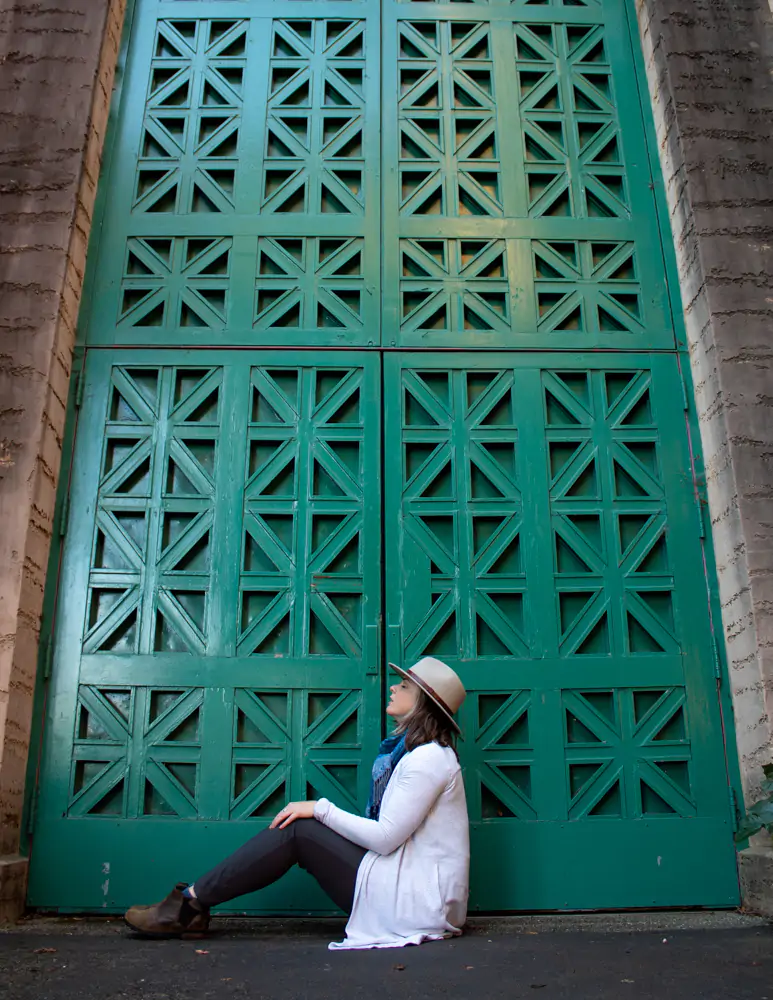 Me sitting in front of a Green door at the Palace of Fine Arts - San Francisco, CA