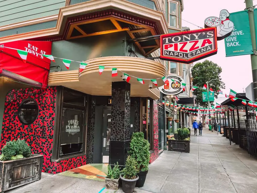 The front of Tony's pizza in North Beach San Francisco