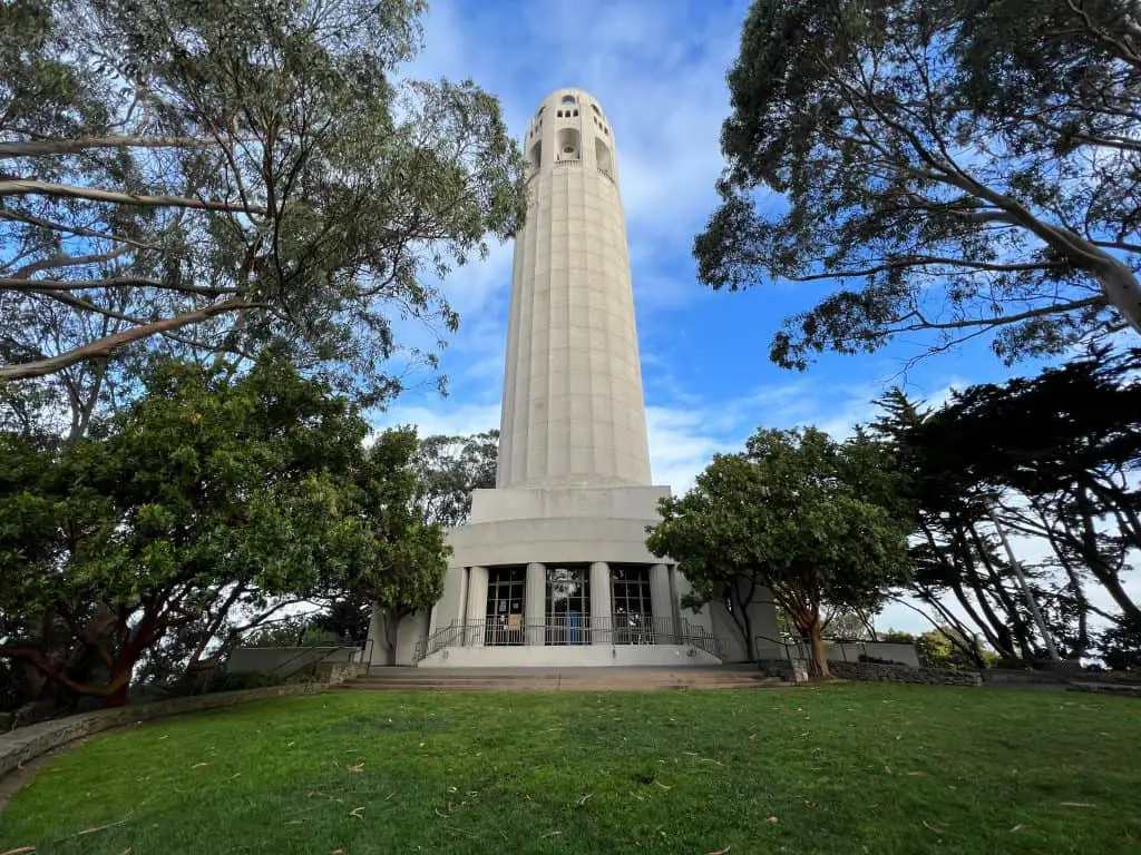 Coit Tower and Pioneer Park in North Beach, San Francisco.