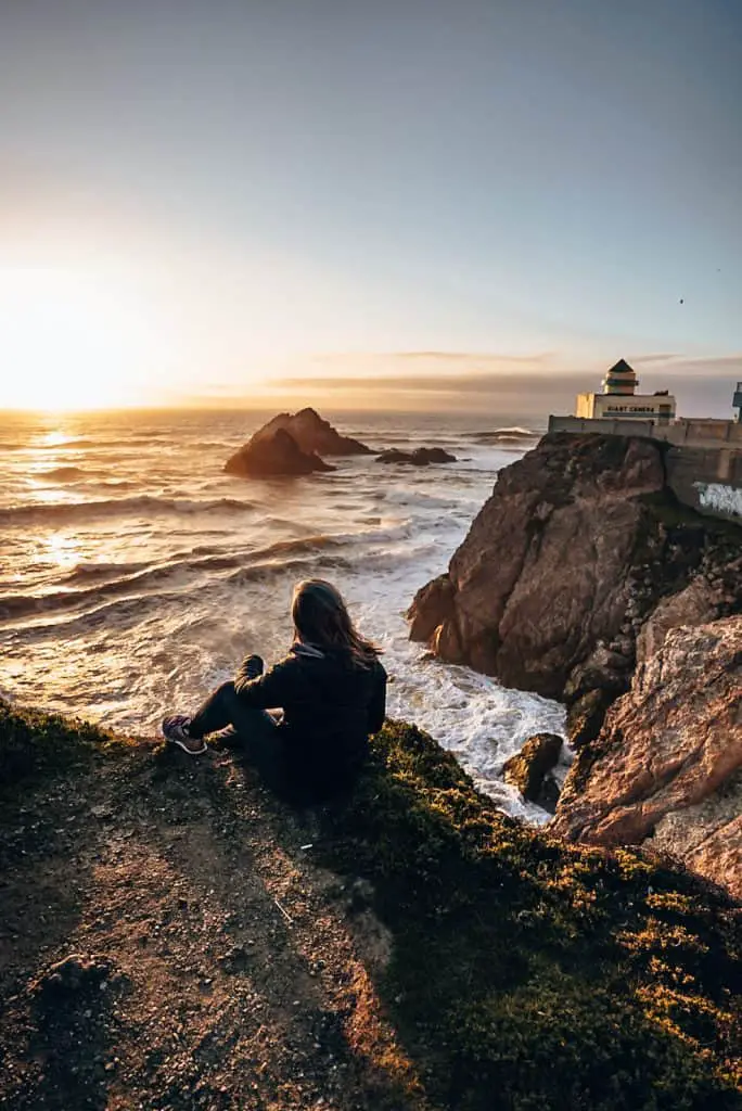 Sunset overlooking the Pacific Ocean and Ocean Beach in San Francisco, CA