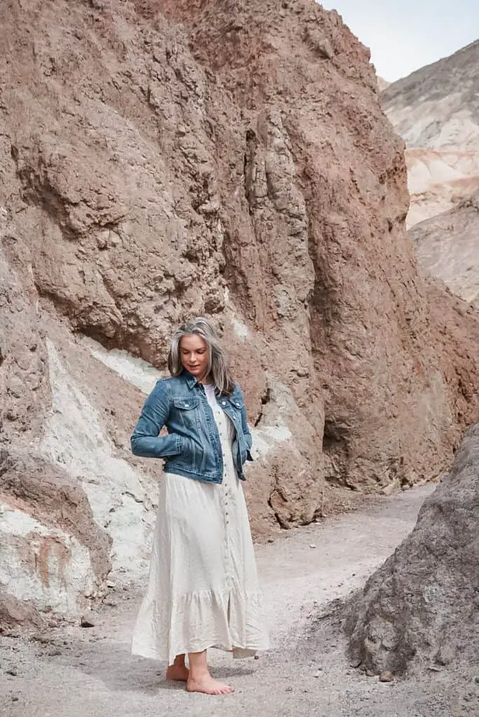 Me in a white dress in the Artist's Palette Death Valley