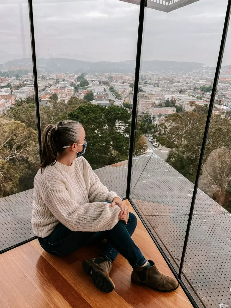 View of San Francisco from the Hamon Observatory Tower at the de Young museum in Golden Gate Park.