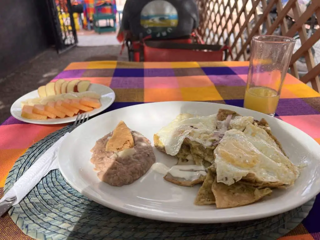 Chilaquiles breakfast from Loreto, Mexico.