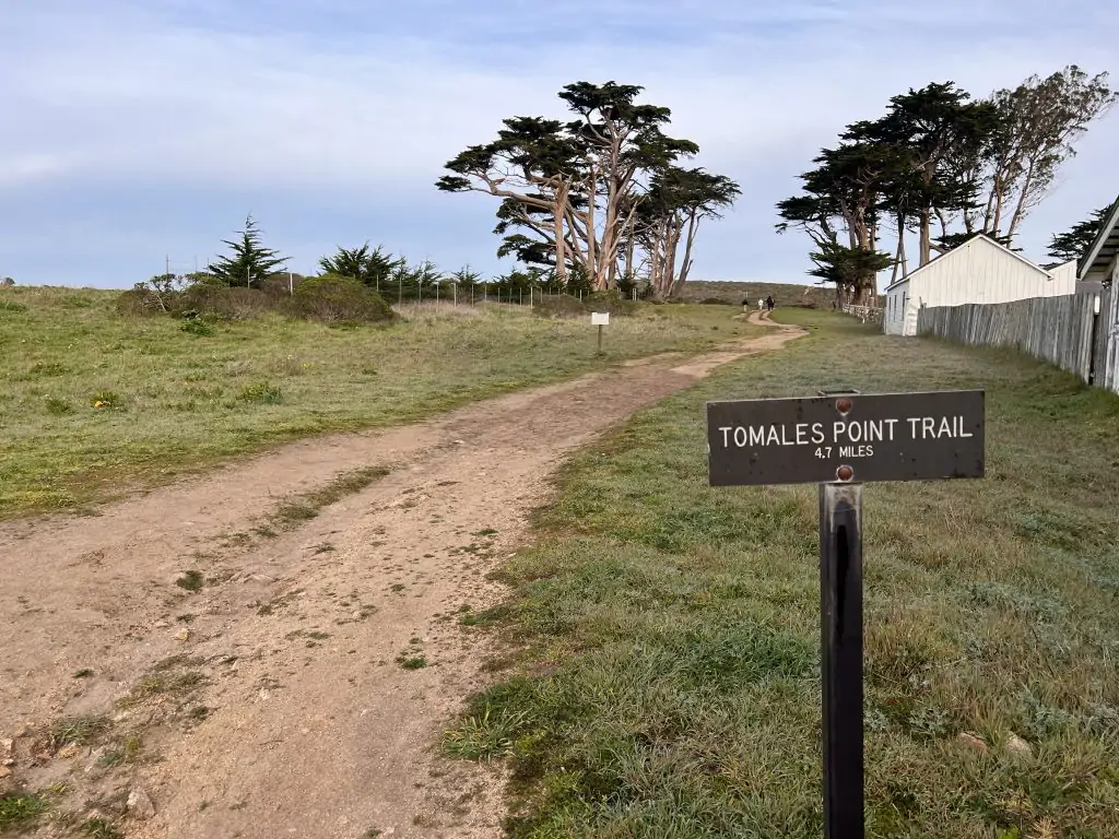 Tomales Point Trailhead sign next to Pierce Point Ranch in Point Reyes, California