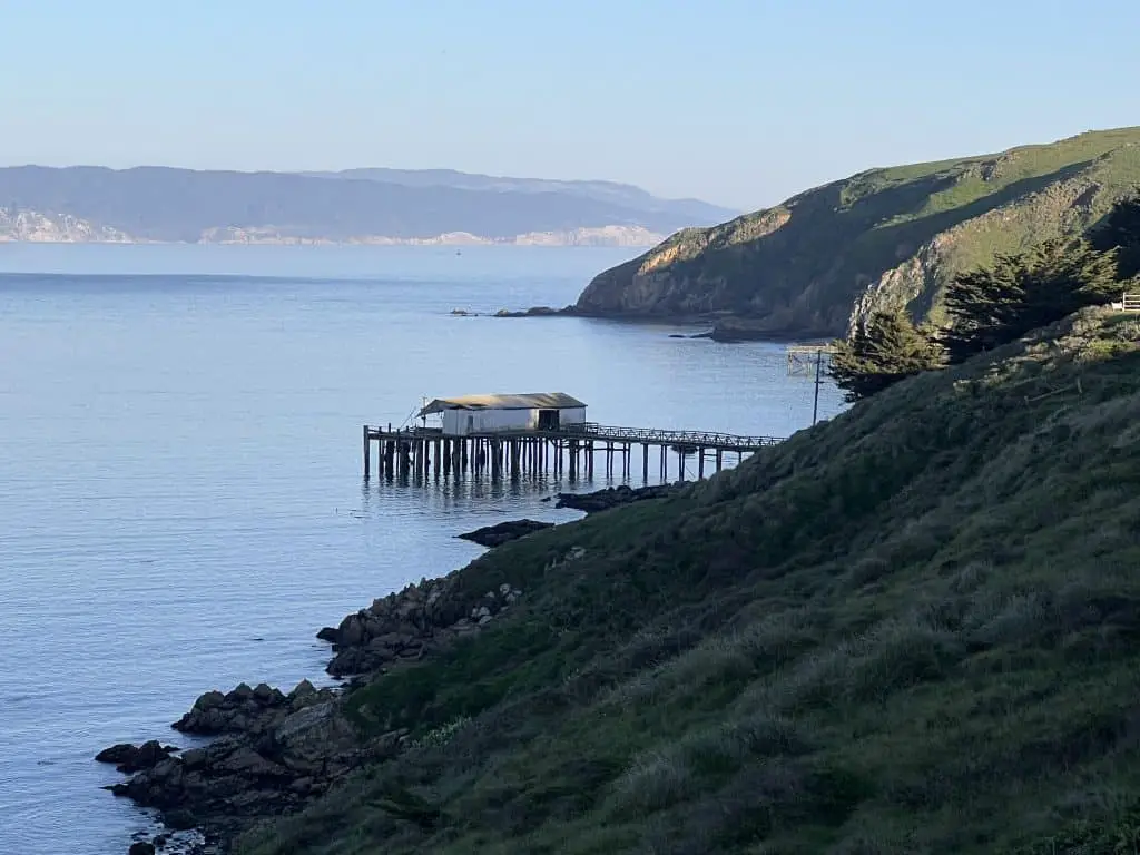 Small home on stilts in Drakes Bay in Point Reyes National Seeashore