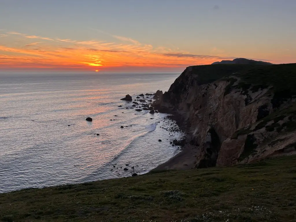 Sunset over the Point Reyes Peninsula as seen from Chimney Rock.