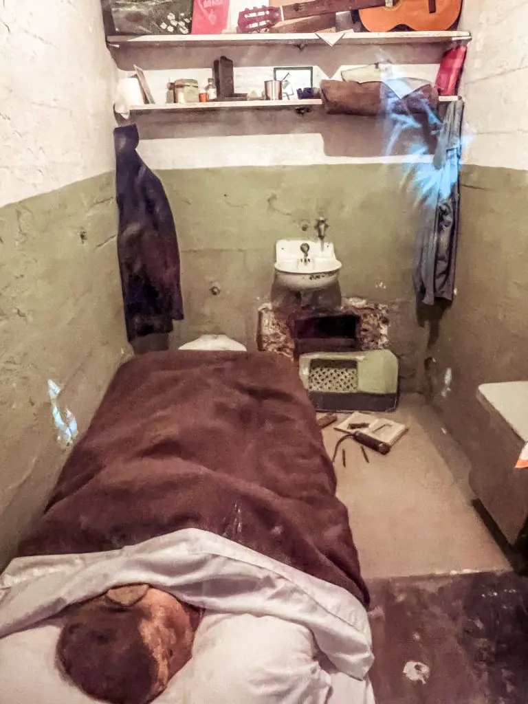 prison cell at Alcatraz island showing escape