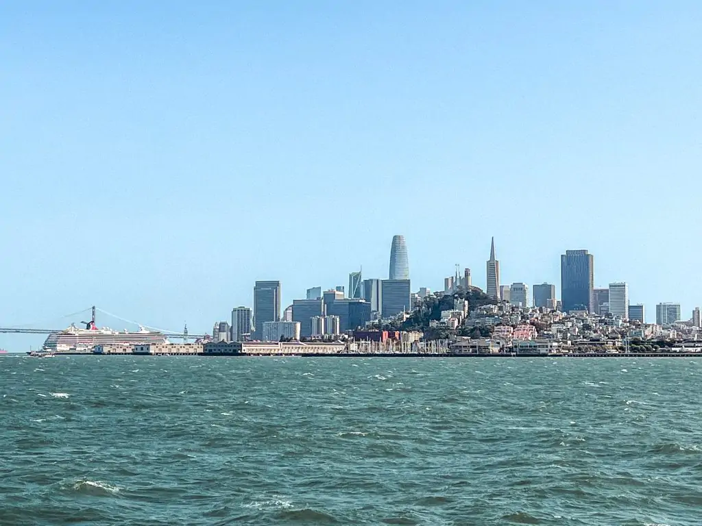 view of San Francisco from the Alcatraz ferry