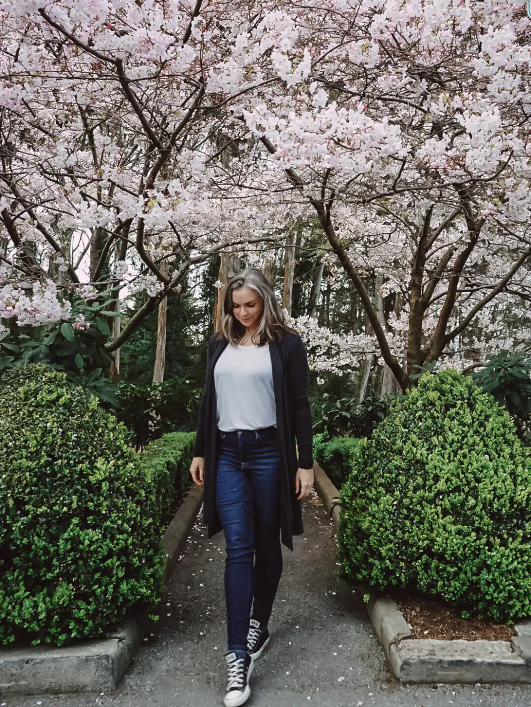 Walking through the Cherry Blossoms in San Francisco.