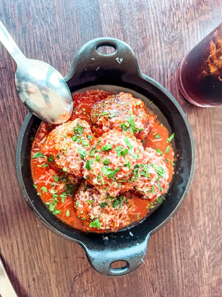 Meatballs from Fiorella restaurant in the Richmond, San Francisco. 