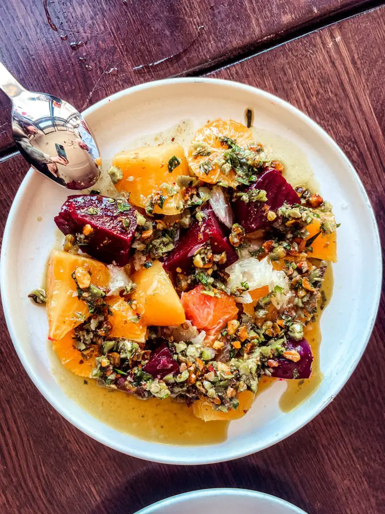 Beet salad from Fiorella restaurant in the Richmond, San Francisco.