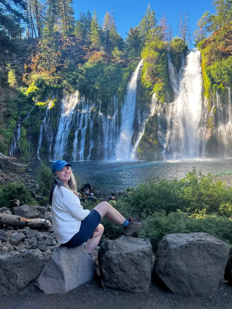 Me sitting at the bottom of Burney Falls.