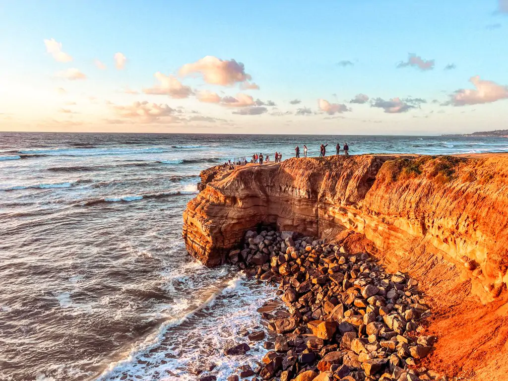 Sunset at Sunset Cliffs Natural Park in San Diego, California.