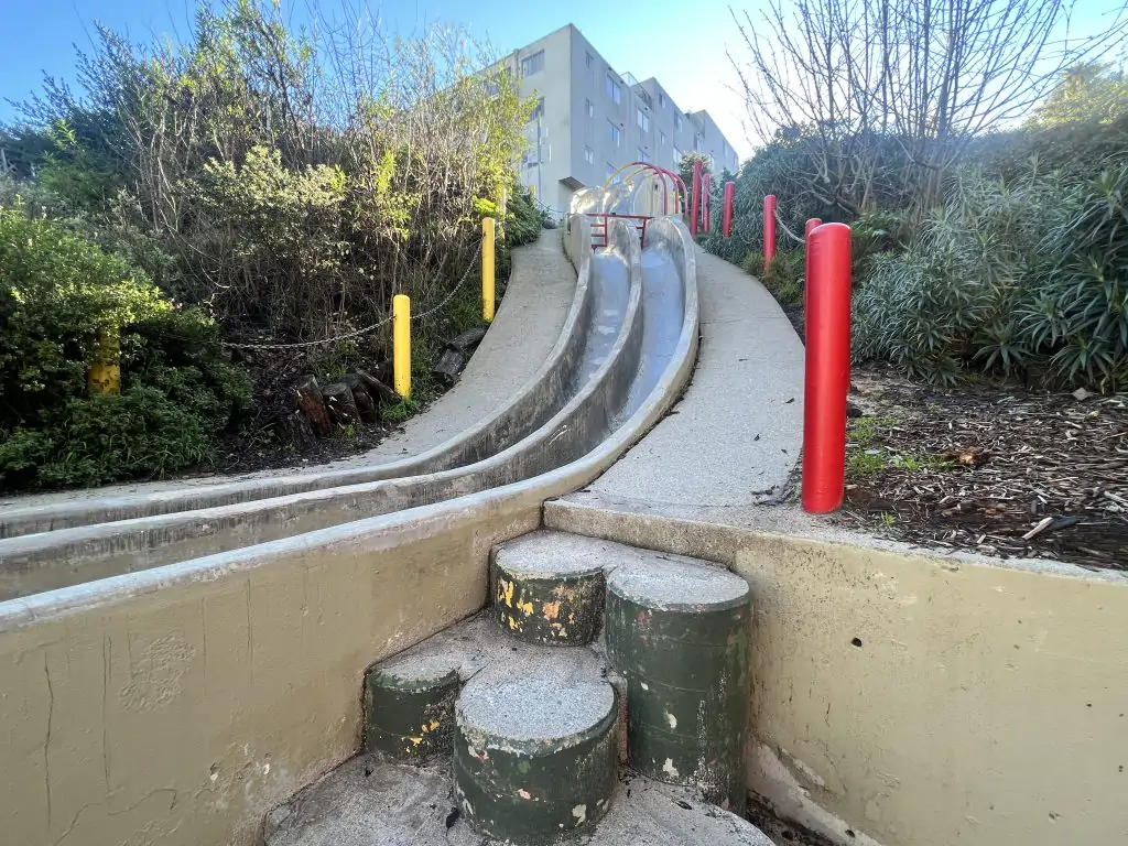 Seward Mini Park slides in the Castro neighborhood of San Francisco.