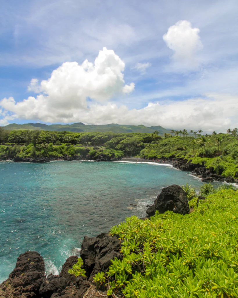 Black sand beach on the road to Hana.