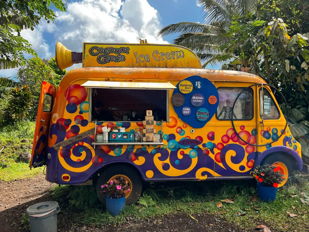 Coconut Glens ice cream truck on the road to Hana in Maui.