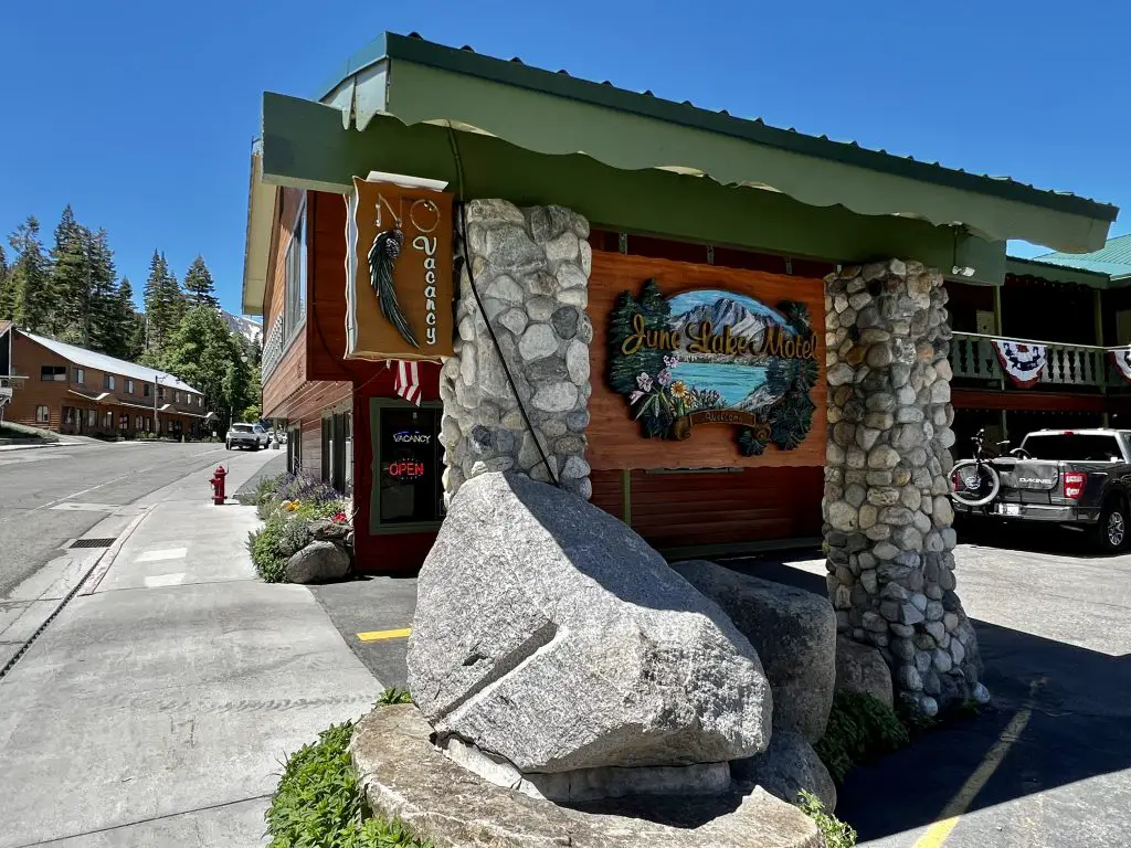 June Lake Motel sign.