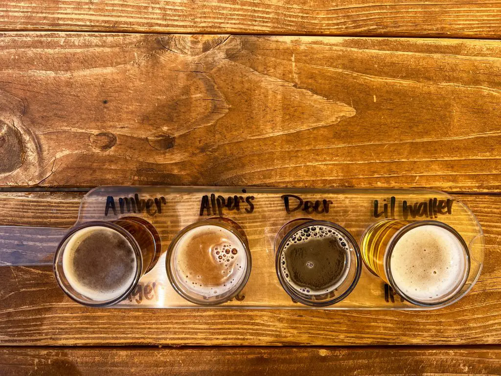 Beer flight at June Lake Brewing