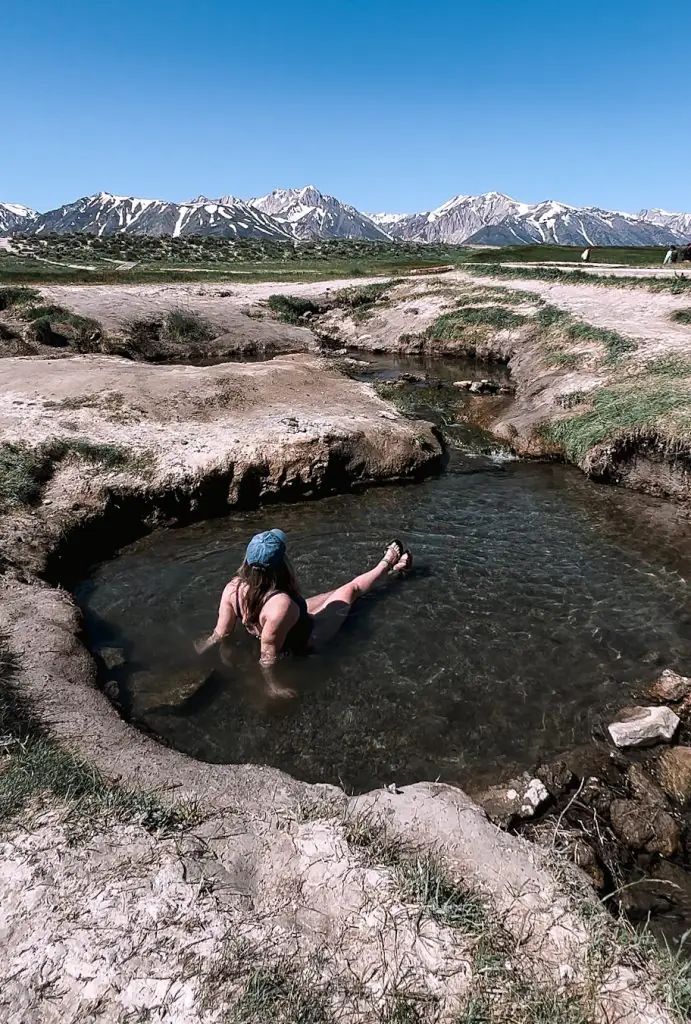 Me sitting in Wild Willy hot springs near June Lake, California.