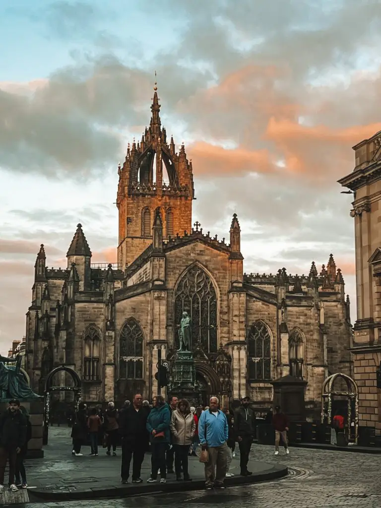 St. Giles Cathedral during sunset in Edinburgh, Scotland