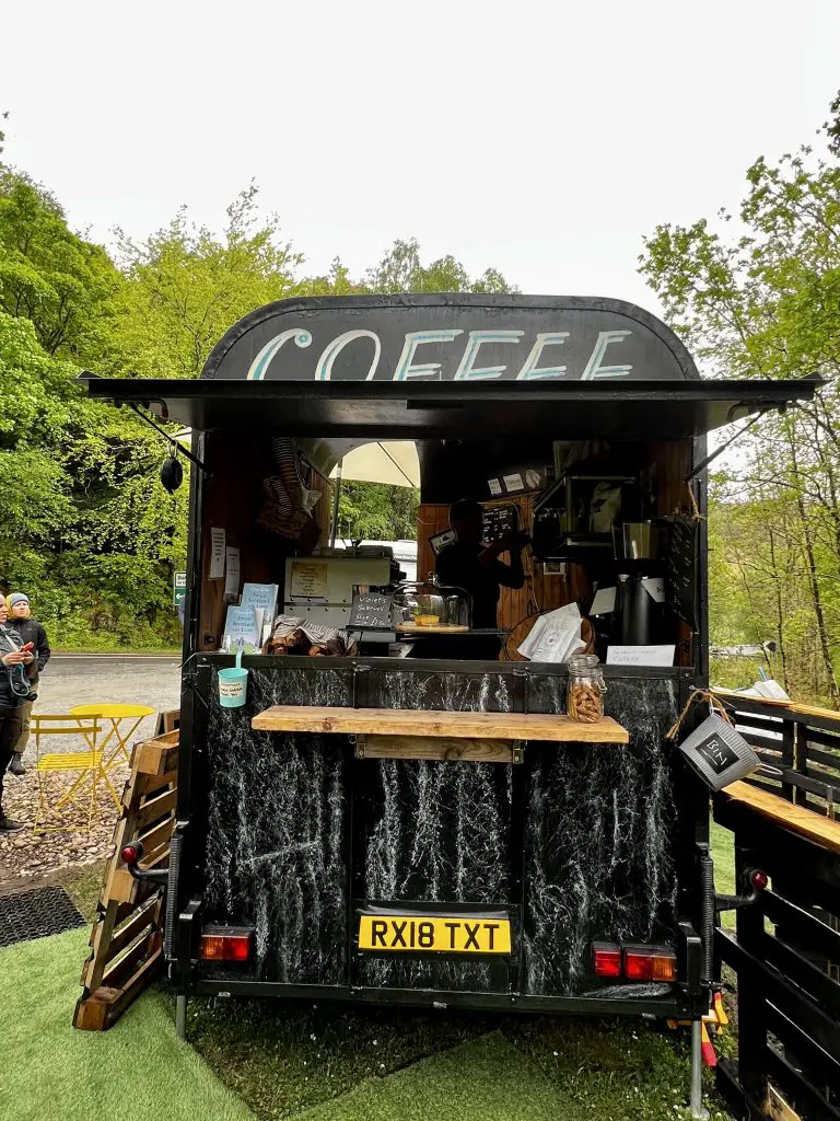 Glenfinnan Coffee Co coffee truck near the Glenfinnan Viaduct in Scotland.