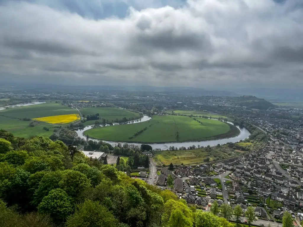 View of Stirling Scotland from the Wallace Monument. 