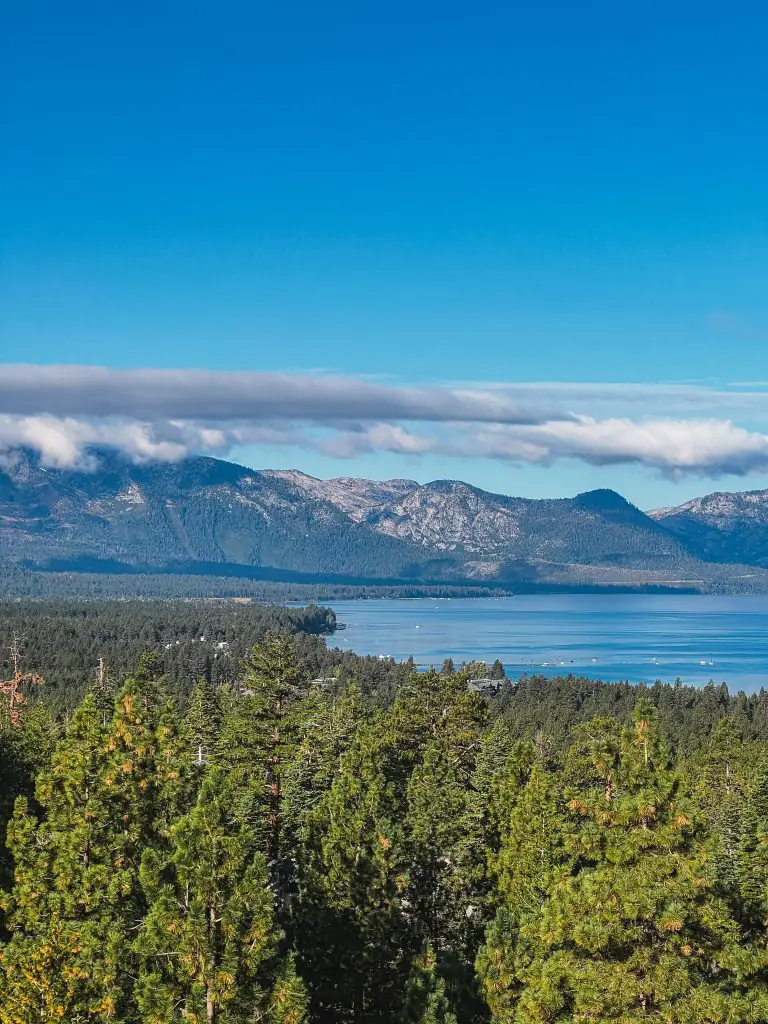 View of Lake Tahoe from the Cal-Neva Loop hiking trail in South Lake Tahoe, California