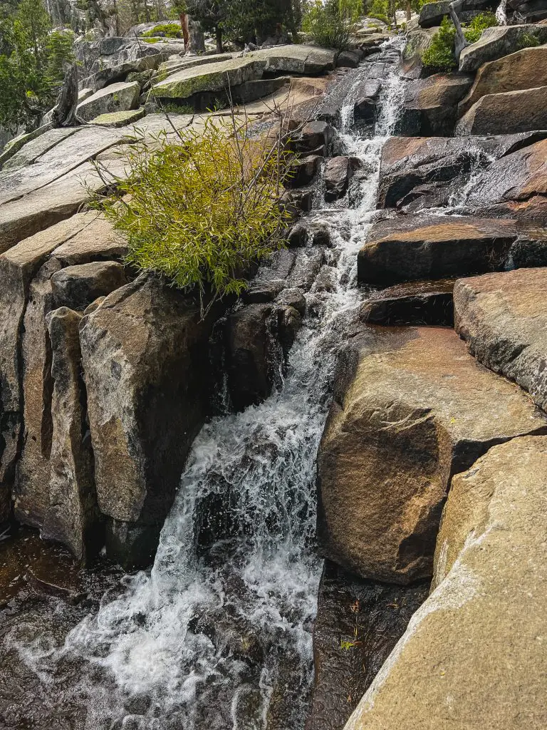 Cascade Falls on the Cascade Falls hike in South Lake Tahoe, California.