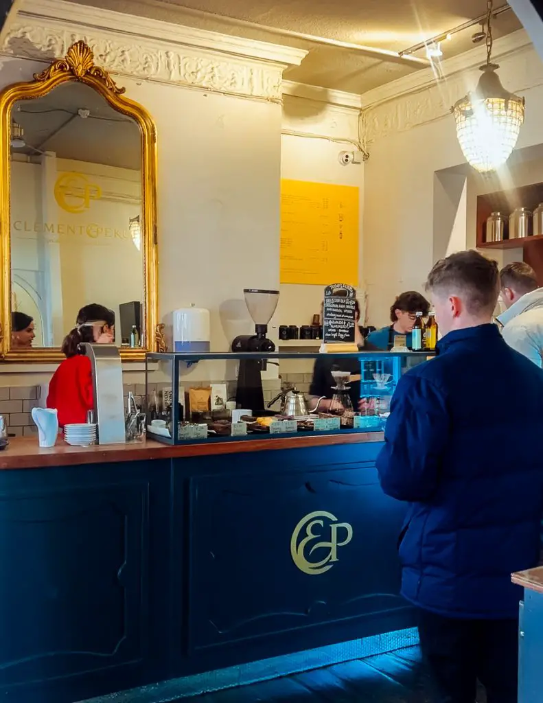 Interior of Clement and Pekoe coffee shop in Dublin. 