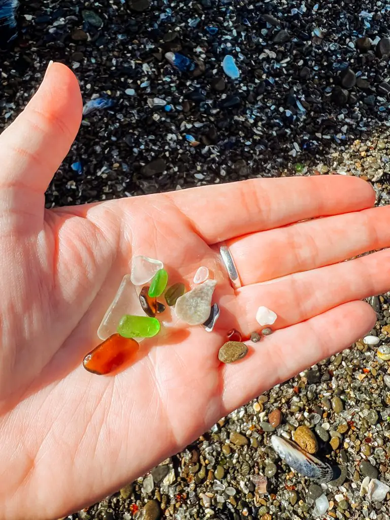 Sea glass in my palm.