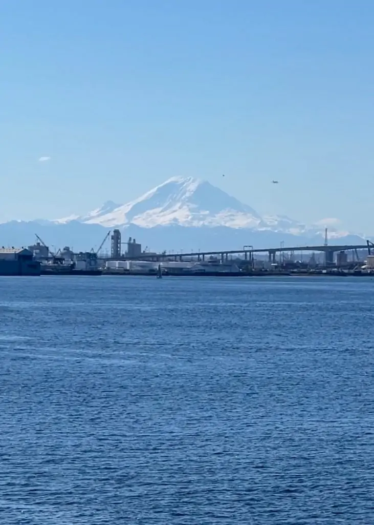 View of Mount Rainier from the ferry to Bainbridge Island.