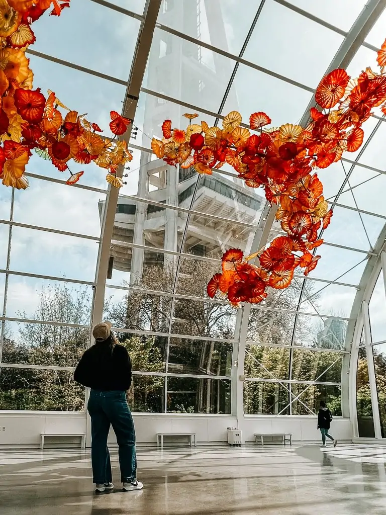 Standing at the Chihuly Glass Gardens in Seattle.