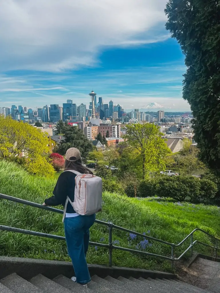 Standing at the overlook of Kerry Park in Seattle, Washington.