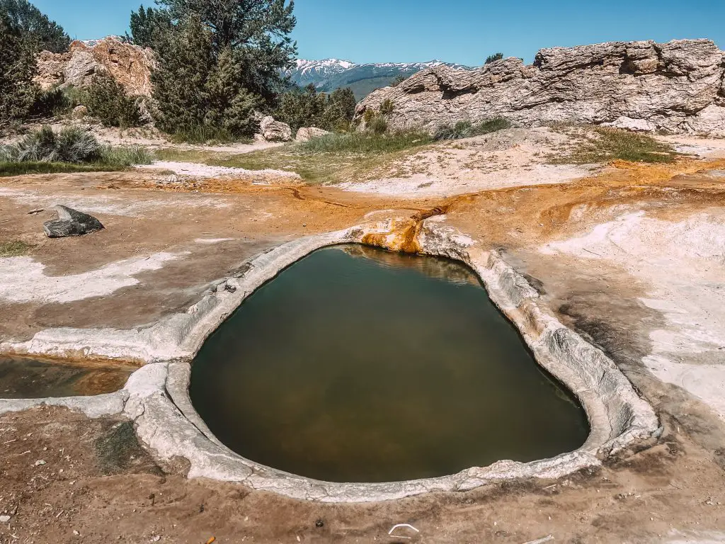 Cement tub of Travertine Hot Springs.