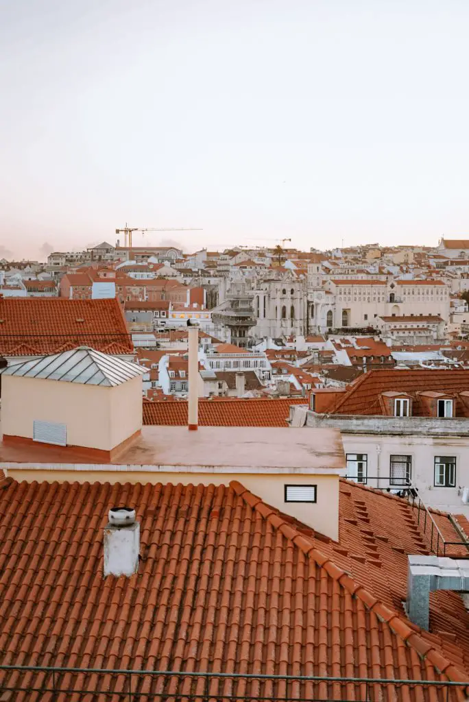 Sunset in Lisbon, Portugal.