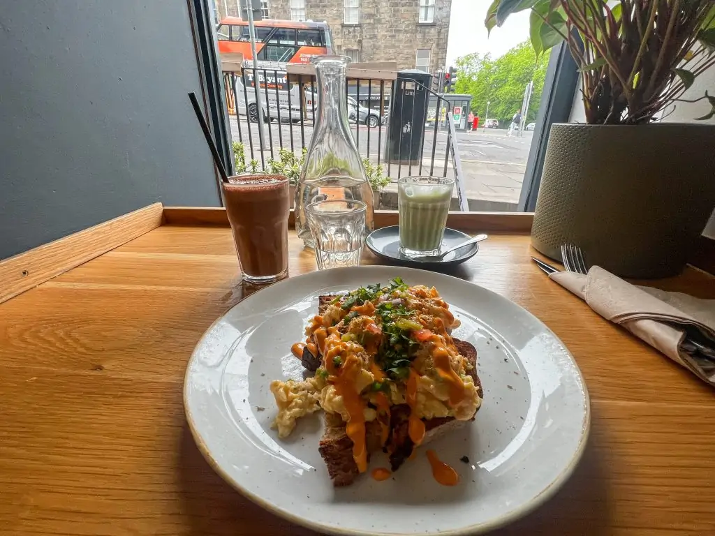 Brunch at Urban Angel cafe in Edinburgh, Scotland.