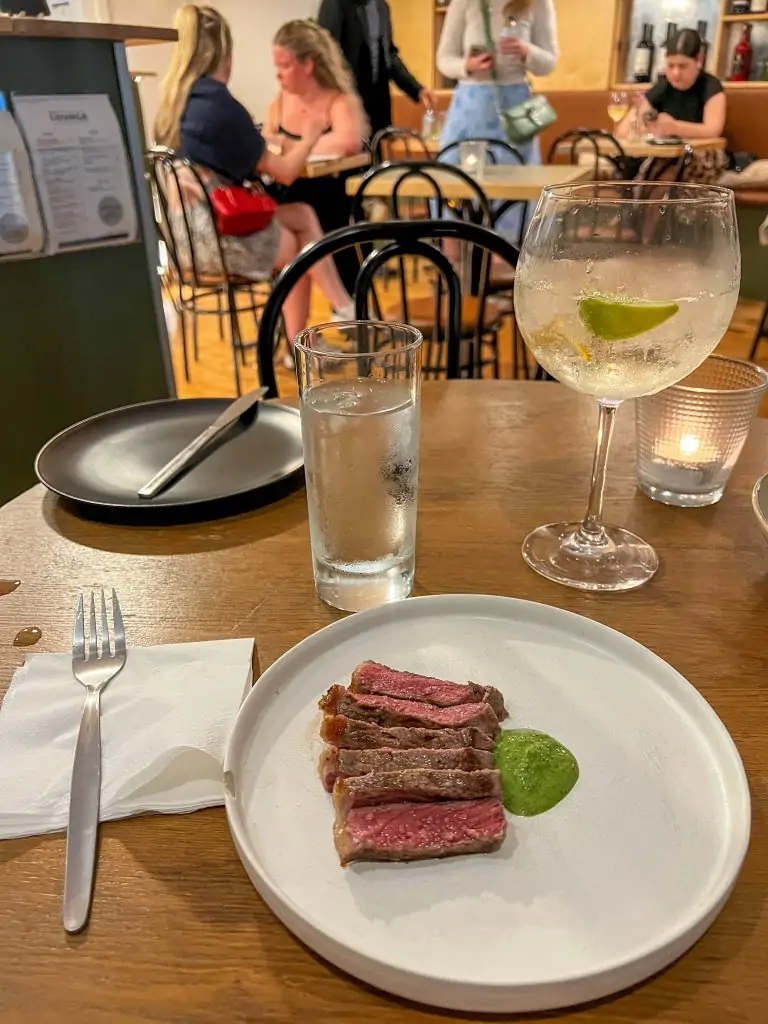 Steak dinner at Bia Tapas in Porto, Portugal.