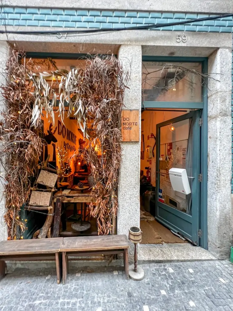 Entrance of Do Norte Cafe in Porto, Portugal.