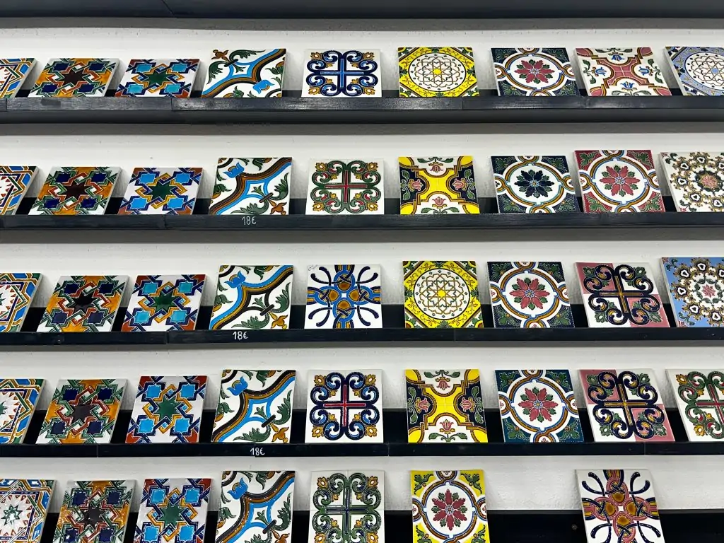 Tiles in a souvenir shop in Porto, Portugal.