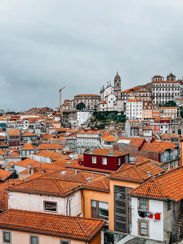 View from the Porto Cathedral over the terra cotta rooftops of Porto, Portugal.