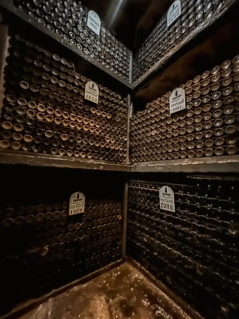 Vintage port wine cellar in Porto, Portugal.
