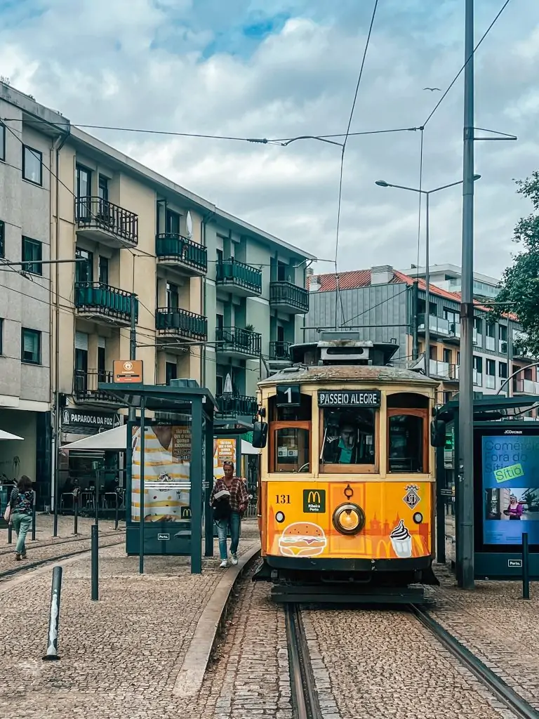 Historical tram in Porto, Portugal.