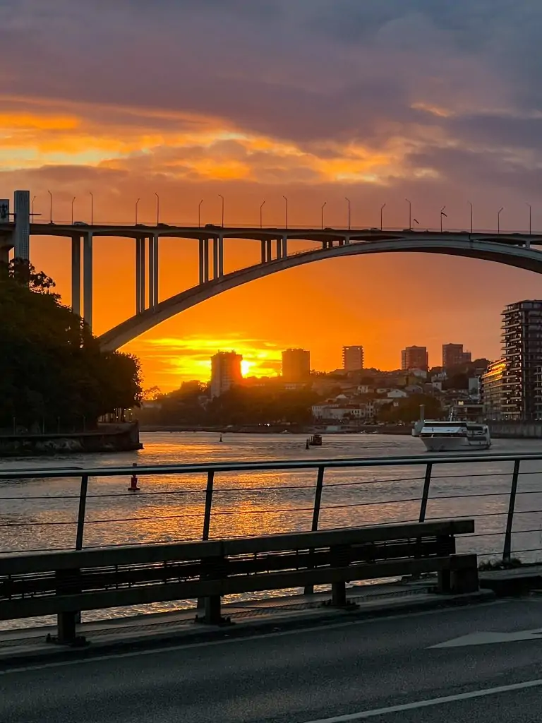 Sunset in Porto, Portugal.